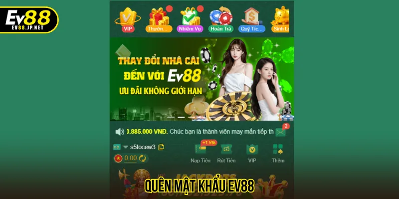 quên mật khẩu EV88