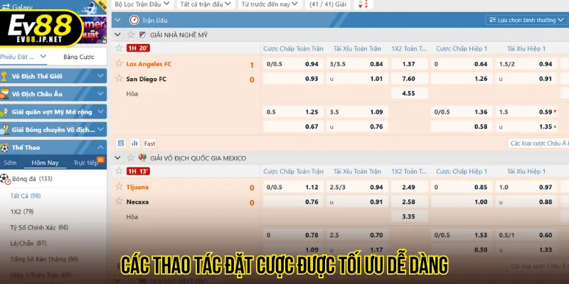 Cách đặt cược thể thao EV88 với tỷ lệ kèo rõ ràng