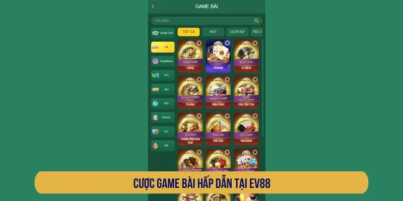 EV88 – Nhà Cái Uy Tín, Tỷ Lệ Thưởng Cao, Nạp Rút Nhanh! Sảnh game cung cấp nhiều trò chơi quen thuộc với mức thưởng lớn